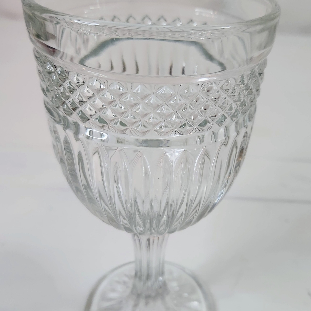 Libbey Glass Co. Radiant Pattern Water Goblet Cut Glass 7 1/8 inches tall